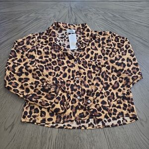 Jon & Anna Leopard Print Button-Down Blouse | Size M